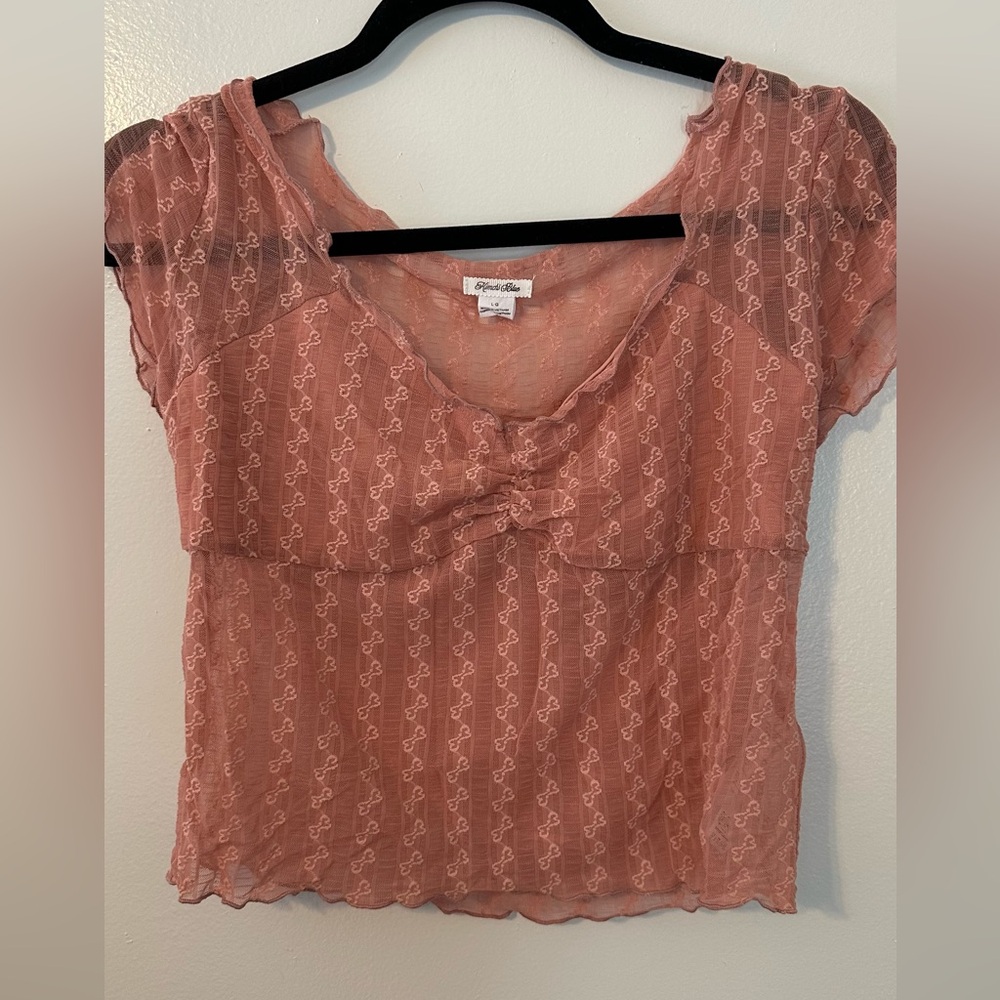 Kimchi Blue Sheer Pink Blouse